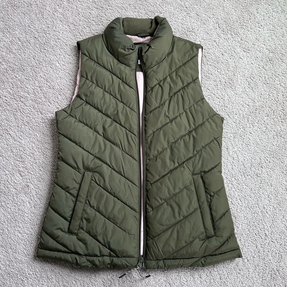 Gap Women’s Olive Green Zip Up Puffer Vest Size Extra Small